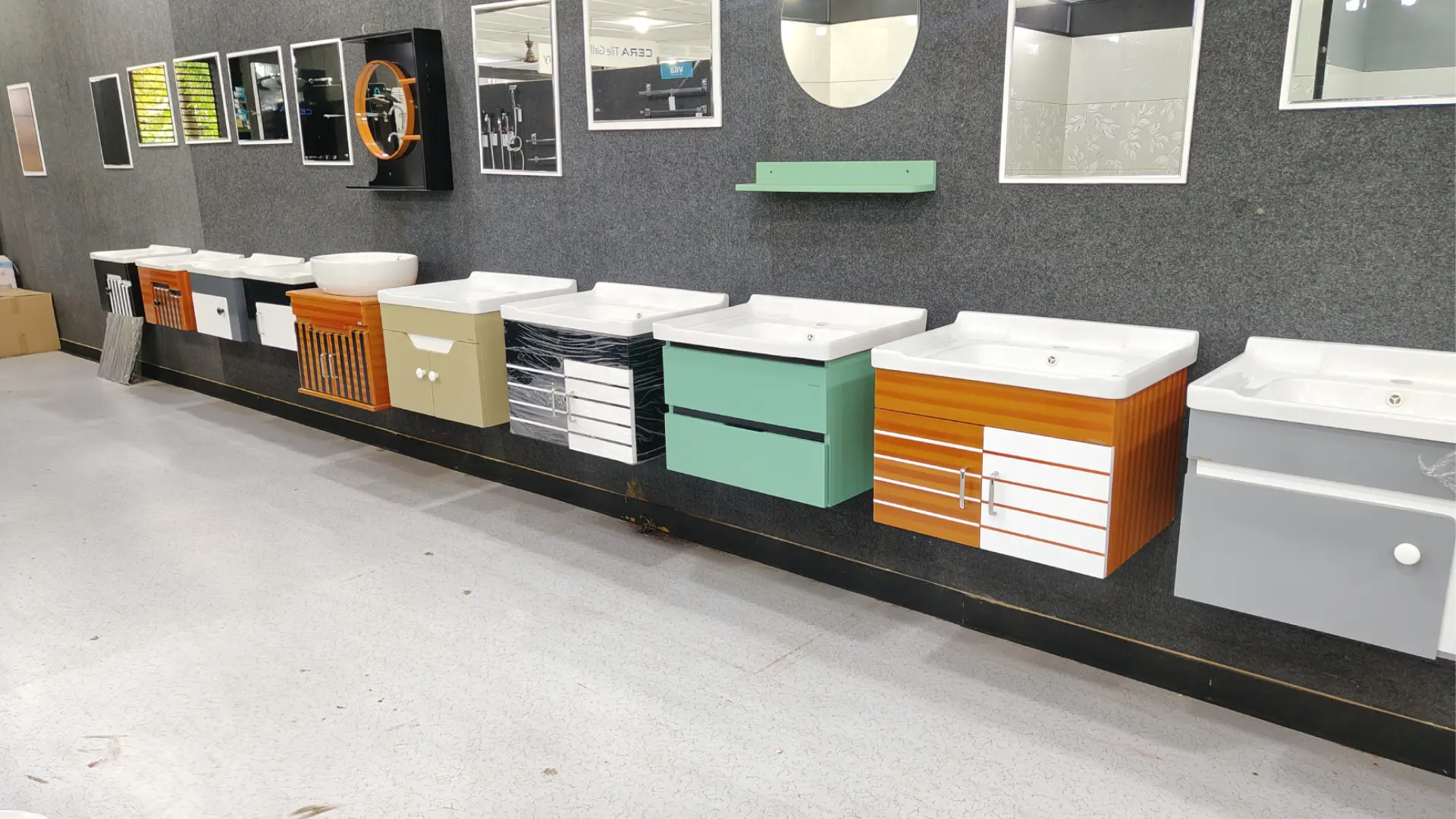 Luxury Vanity Units &amp; Wash Basins Display - Royal Tiles & Granites Showroom Gallery